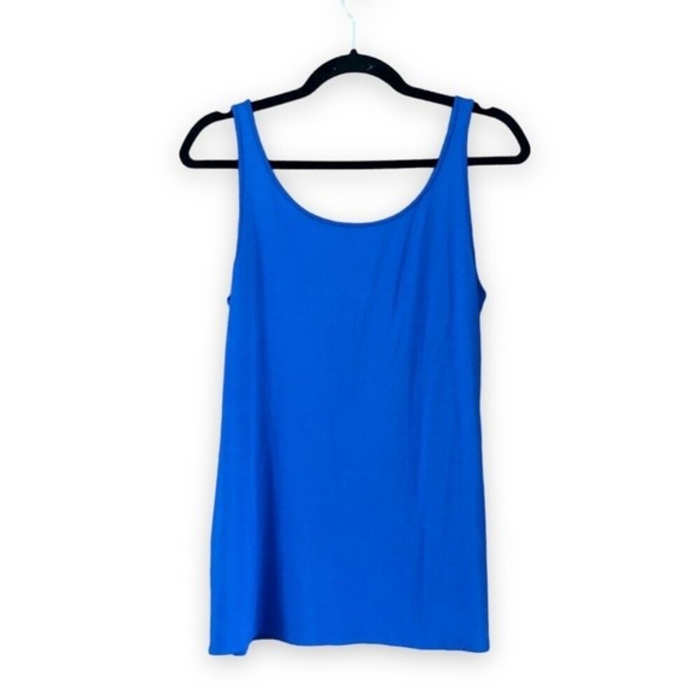 Eileen Fisher Blue Viscose Tank Top Size Small Summer Casual Capsule Wardrobe